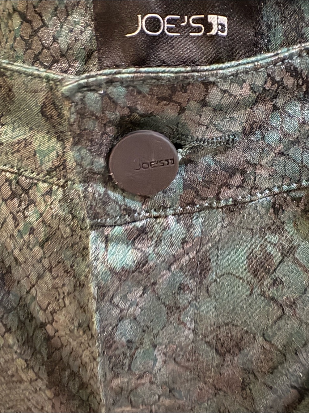 Joe's Jeans Green and Black Snake-Print Skinny Pants